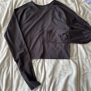 Old Navy Gray Long Sleeve Crop Tee